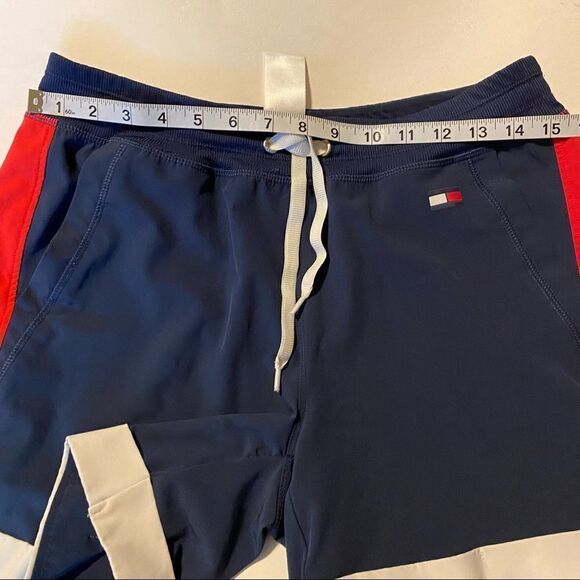 Tommy Hilfiger hi rise sports shorts navy red drawstring 5” lined shorts S/M - Picture 7 of 10
